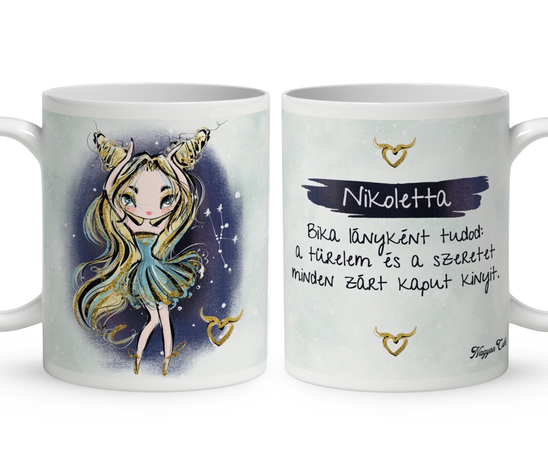 Személyre szabható - Szőke hajú Csini Bika lány mintás bögre - otthon & életmód - konyhafelszerelés, tálalás - tálalás - bögre & csésze - Meska.hu