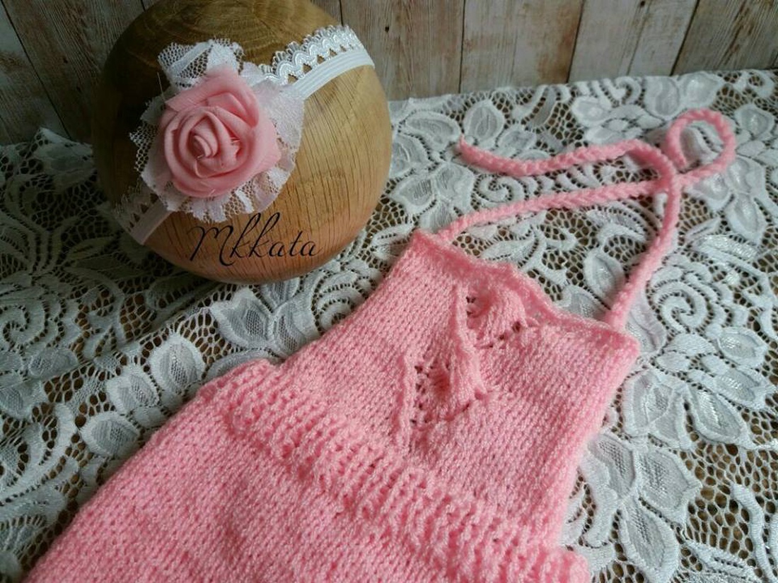 Kötött baba nadrág + fejpánt fotózásra  56- os méret  -  - Meska.hu