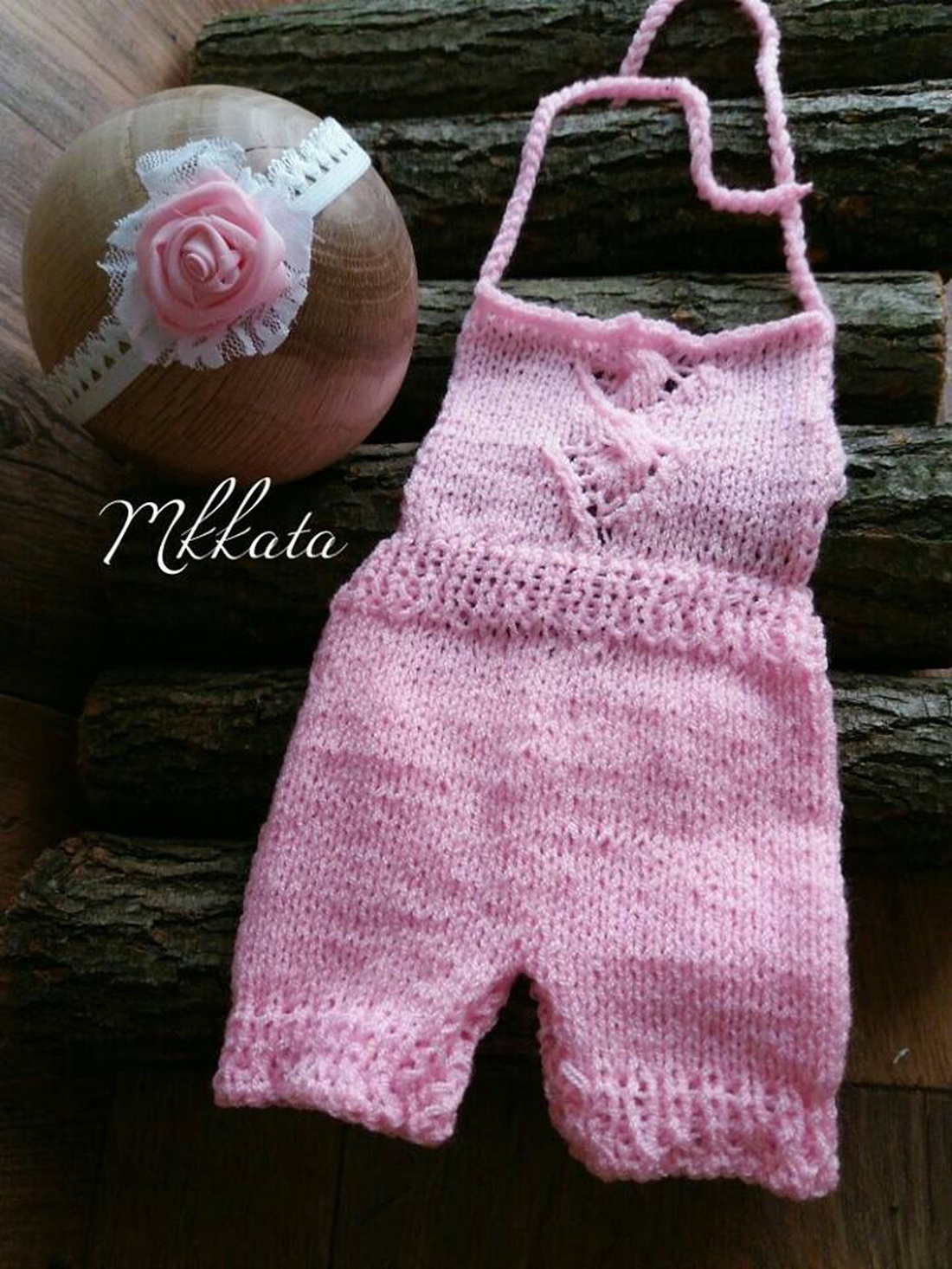 Kötött baba nadrág + fejpánt fotózásra  56- os méret  -  - Meska.hu