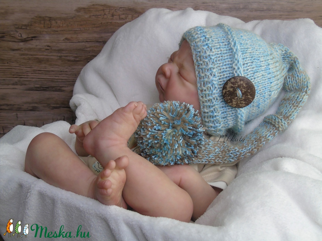 Kötött baba sapka 0-3 hónapos méret  -  - Meska.hu