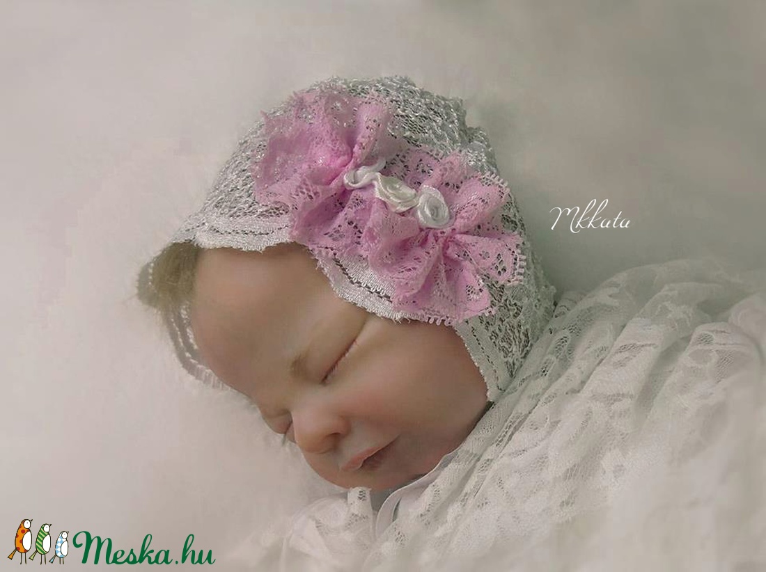Csipke  baba sapka  0-2 hónapos méret  -  - Meska.hu