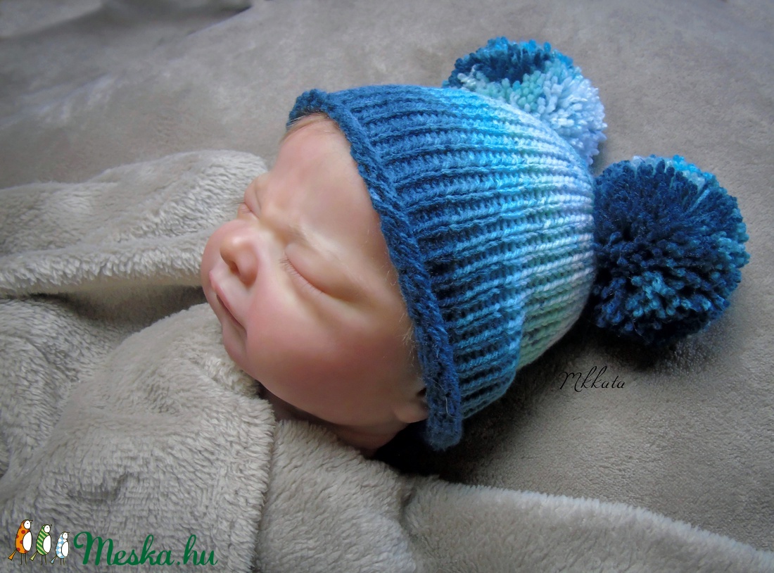 Kötött újszülött baba sapka 0-2 hónapos méret  -  - Meska.hu