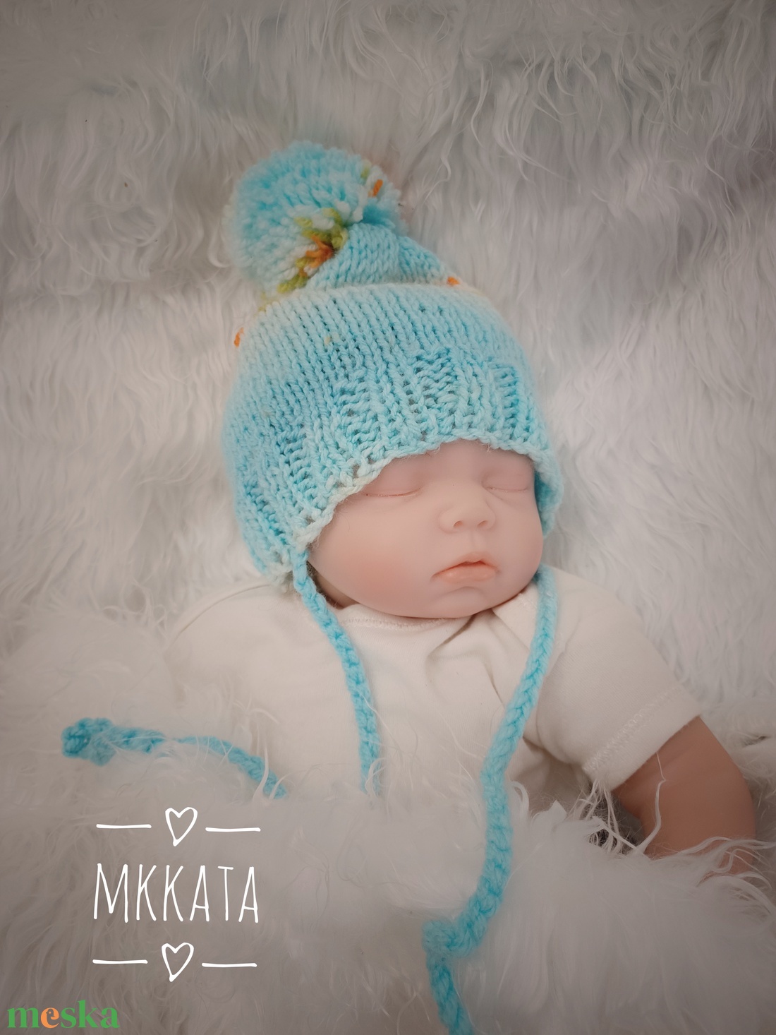  Kötött baba sapka újszülött fotózásra  - ruha & divat - babaruha & gyerekruha - babasapka - Meska.hu