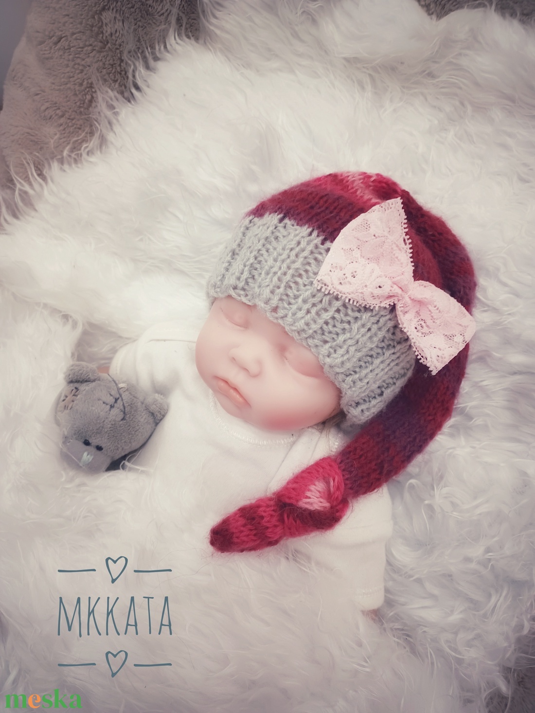 Kötött baba sapka újszülött fotózásra  - ruha & divat - babaruha & gyerekruha - babasapka - Meska.hu