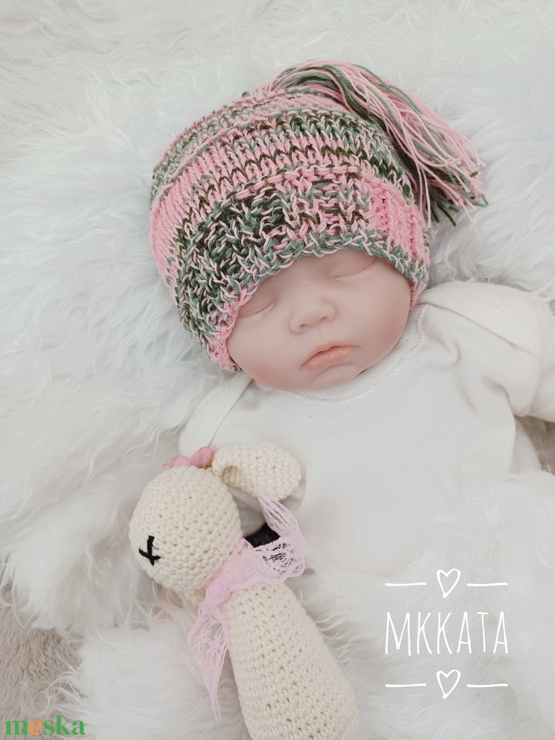  Kötött baba sapka újszülött fotózásra  - ruha & divat - babaruha & gyerekruha - babafotózási ruha és kellék - Meska.hu