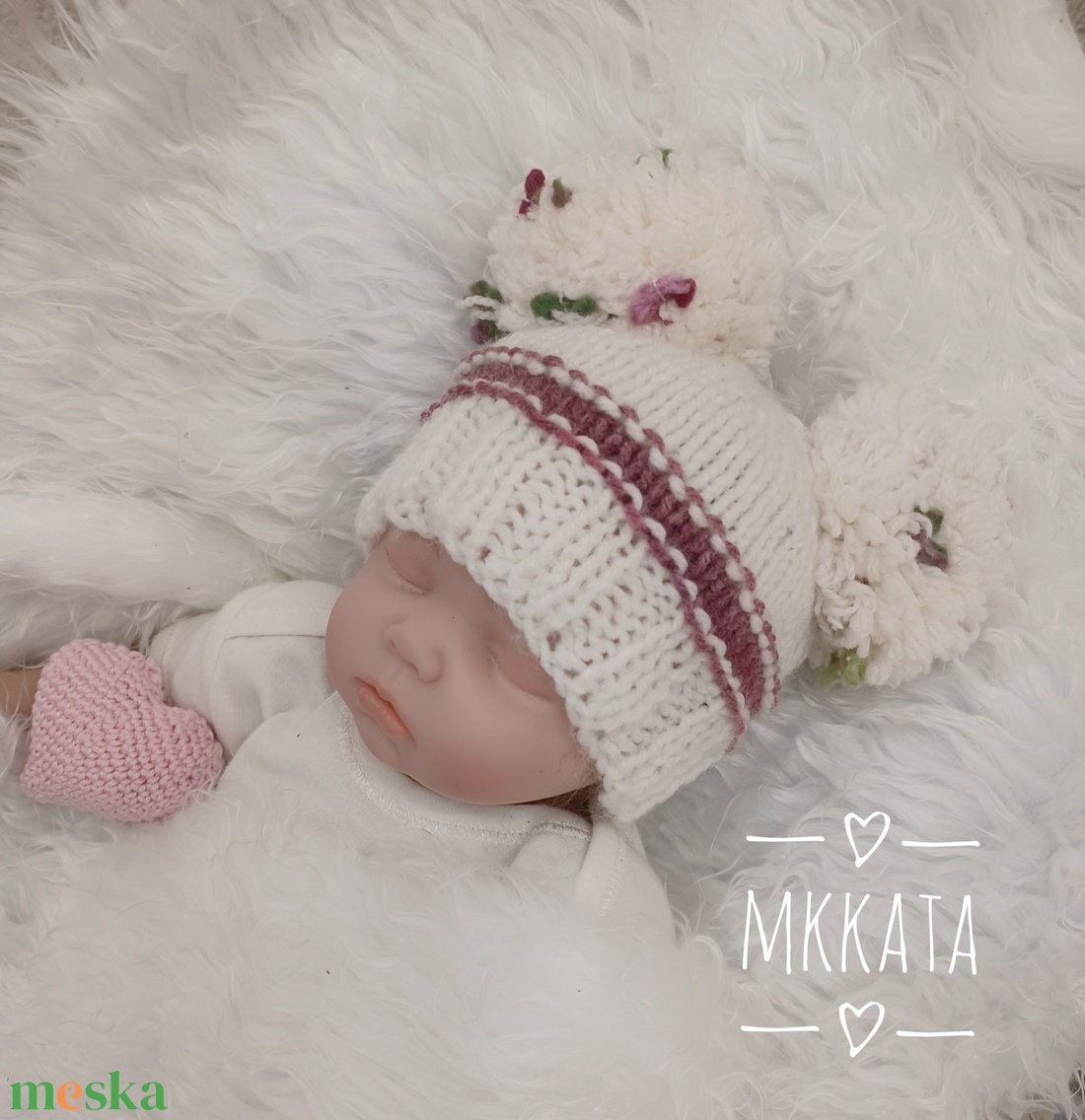 Horgolt baba sapka 0-3 hónapos méret  - ruha & divat - gyerekruha - Meska.hu