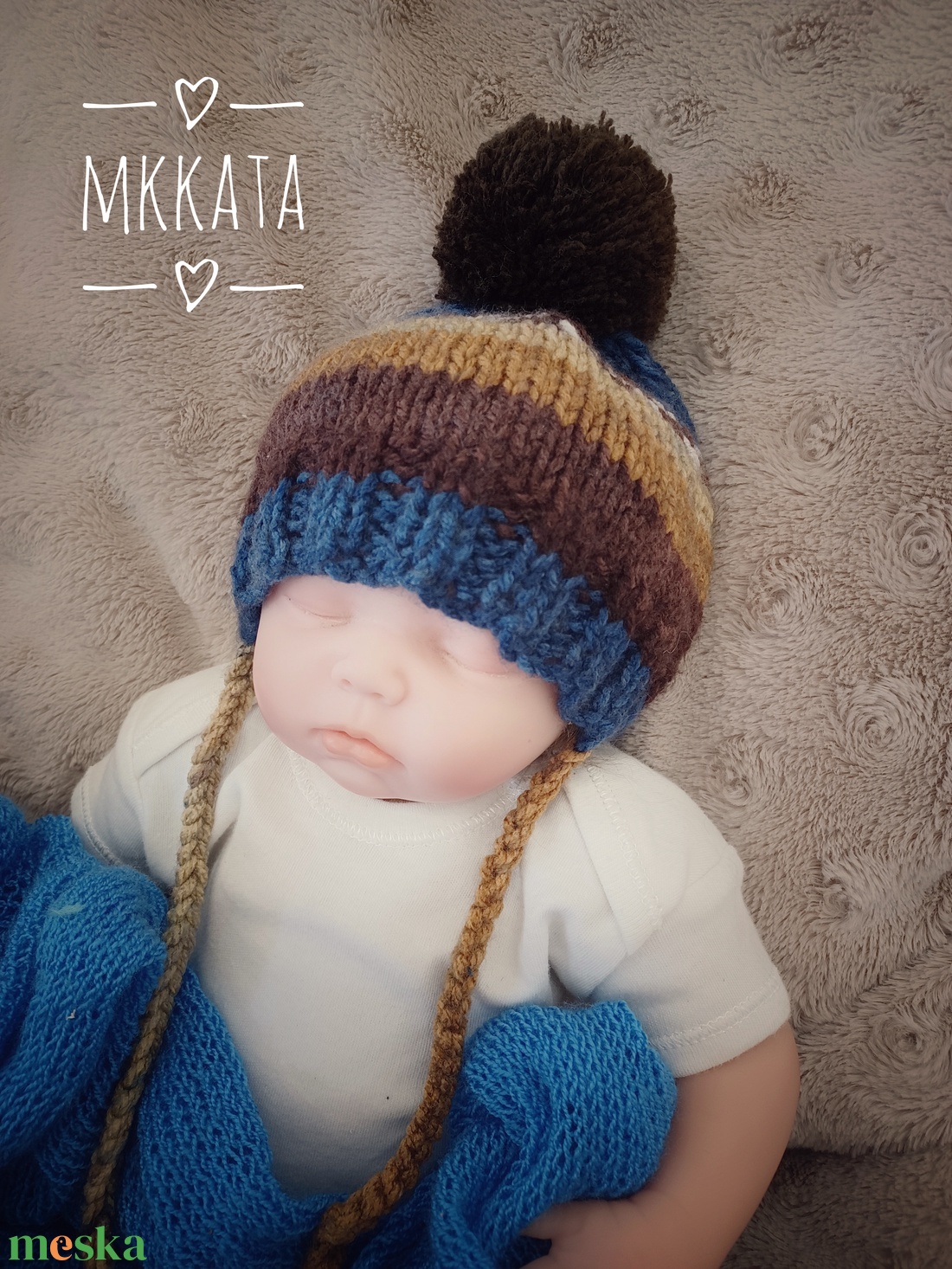  Kötött baba sapka újszülött fotózásra  - ruha & divat - babaruha & gyerekruha - babasapka - Meska.hu