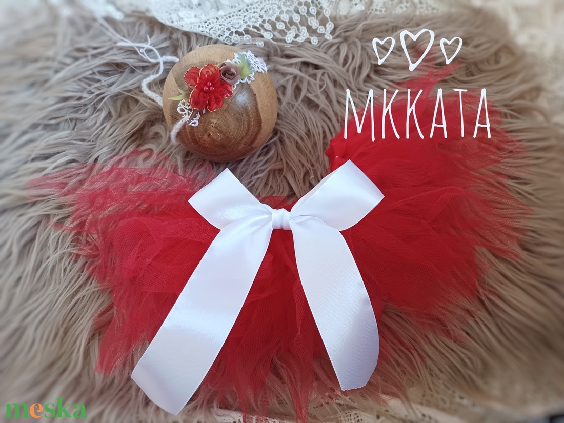 Tüll szoknya és fejpánt szett újszülött fotózáshoz - ruha & divat - babaruha & gyerekruha - babafotózási ruha és kellék - Meska.hu
