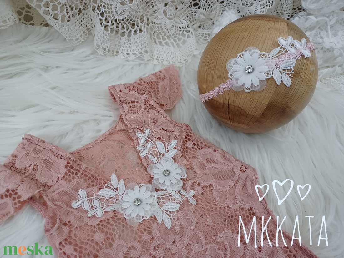 Csipke body és fejpánt szett Újszülött fotózáshoz - ruha & divat - babaruha & gyerekruha - babafotózási ruha és kellék - Meska.hu