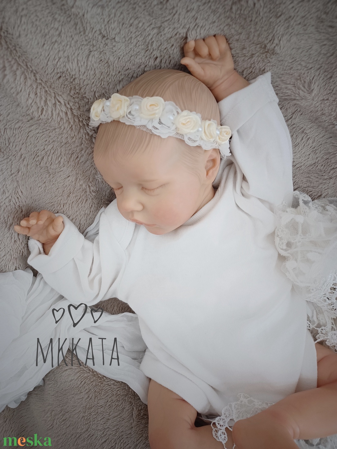 Elegáns fejpánt Keresztelőre és Újszülött fotózásra - ruha & divat - gyerekruha - Meska.hu