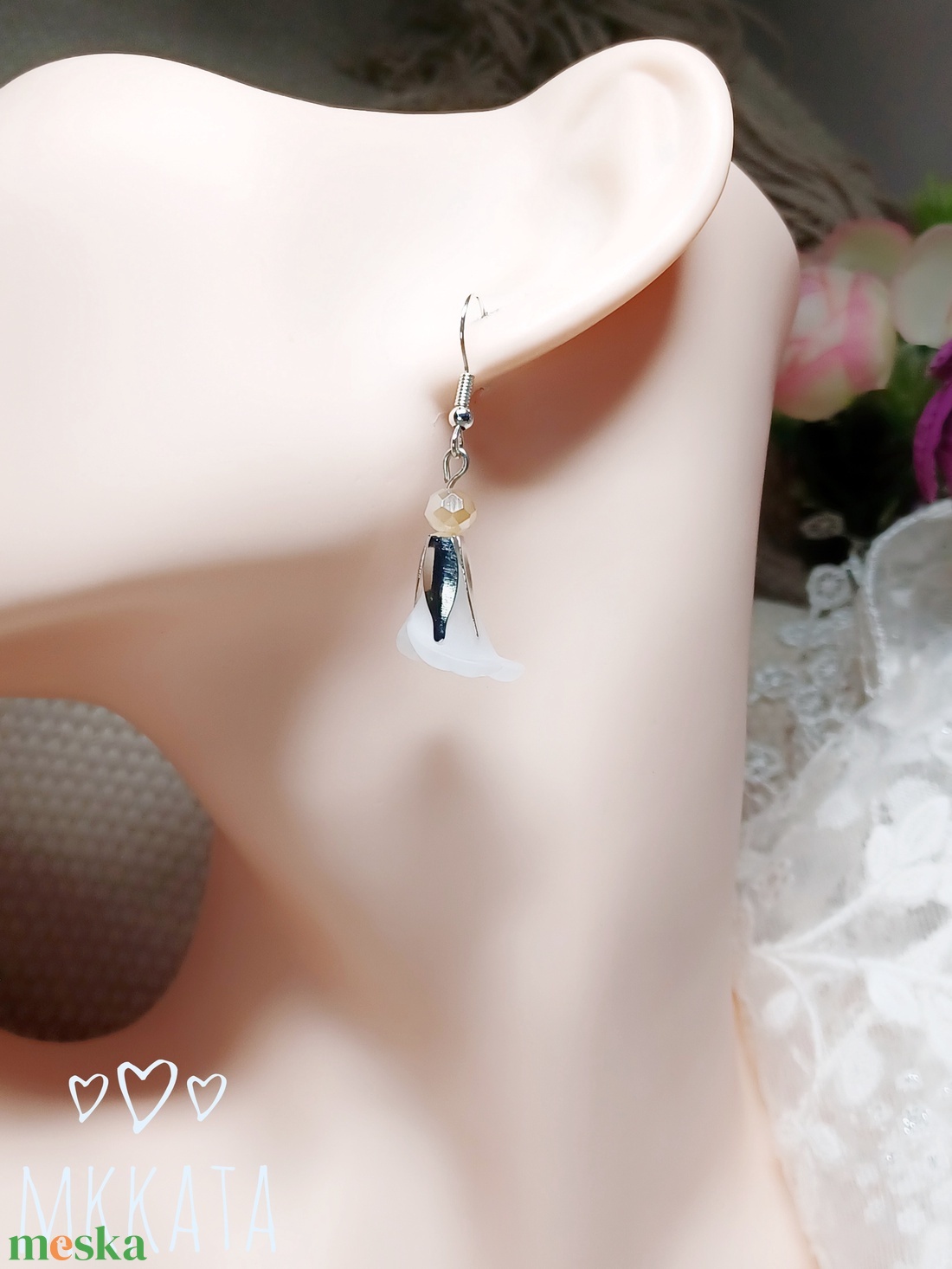 Egyedi Gyöngy ékszer fülbevaló  - ékszer - fülbevaló - lógó fülbevaló - Meska.hu