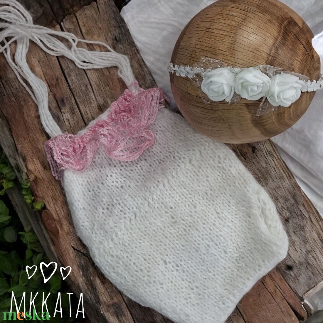 Kézzel kötött szett Újszülött fotózásra - ruha & divat - babaruha & gyerekruha - babafotózási ruha és kellék - Meska.hu