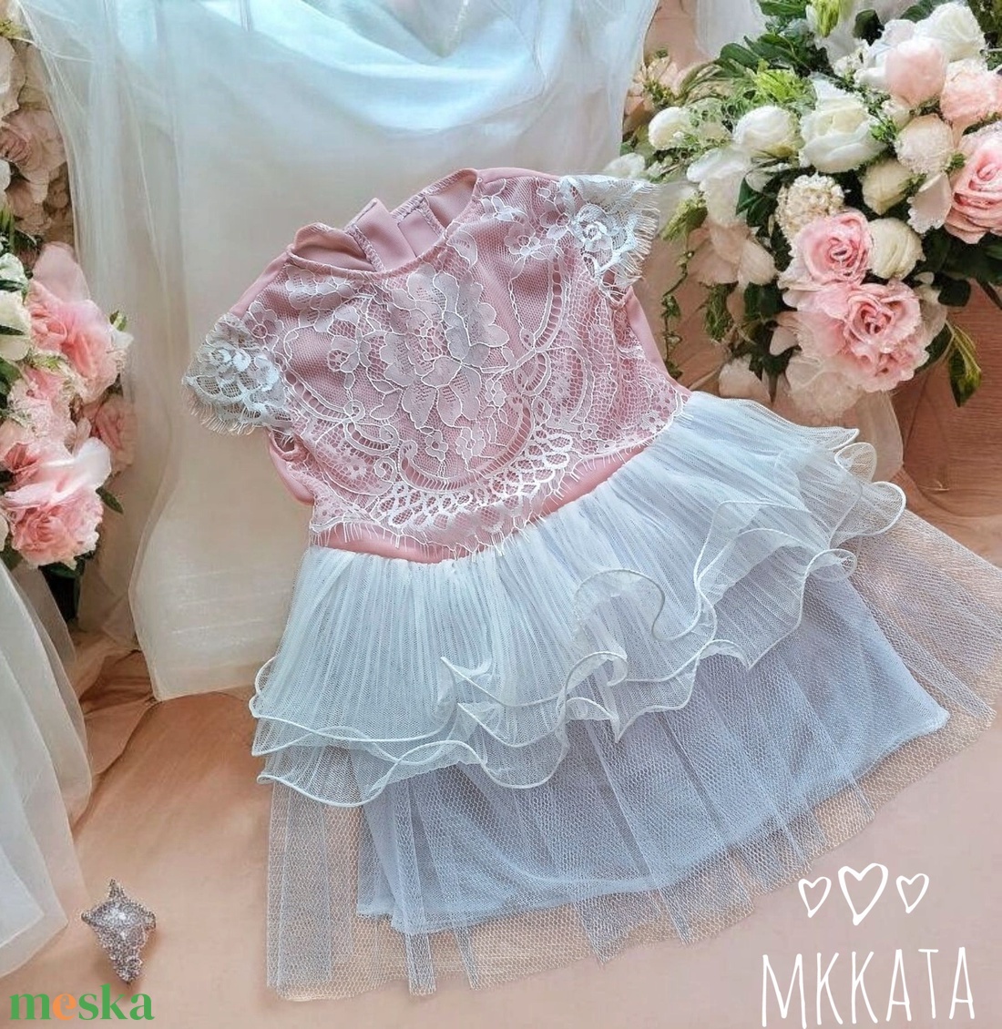 Alkalmi ,keresztelő kislány ruha 68 - as méret  - ruha & divat - babaruha & gyerekruha - keresztelő ruha - Meska.hu
