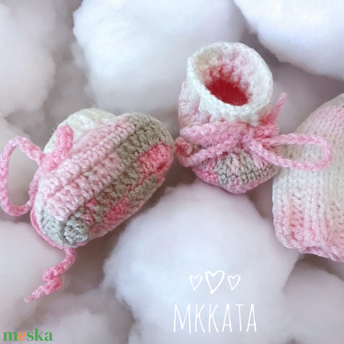 Kötött  baba sapka és baba cipő  szett 0-3 hó - ruha & divat - babaruha & gyerekruha - babacipő - Meska.hu