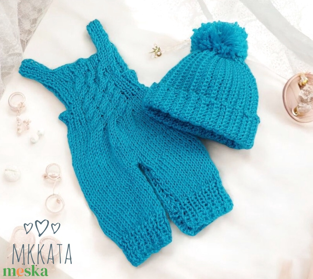   Kötött baba sapka és nadrág szett újszülött fotózásra  - ruha & divat - gyerekruha - Meska.hu