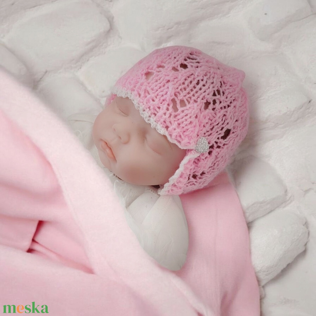  Kötött babasapka újszülött fotózásra  - ruha & divat - babaruha & gyerekruha - babafotózási ruha és kellék - Meska.hu