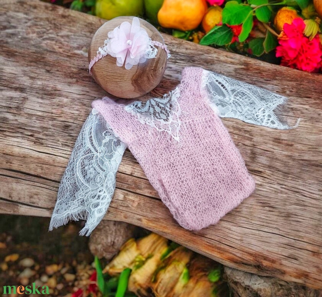 Kézzel kötött szett Újszülött fotózásra - baba - mama - babafotózás - szett újszülött fotózásra - Meska.hu