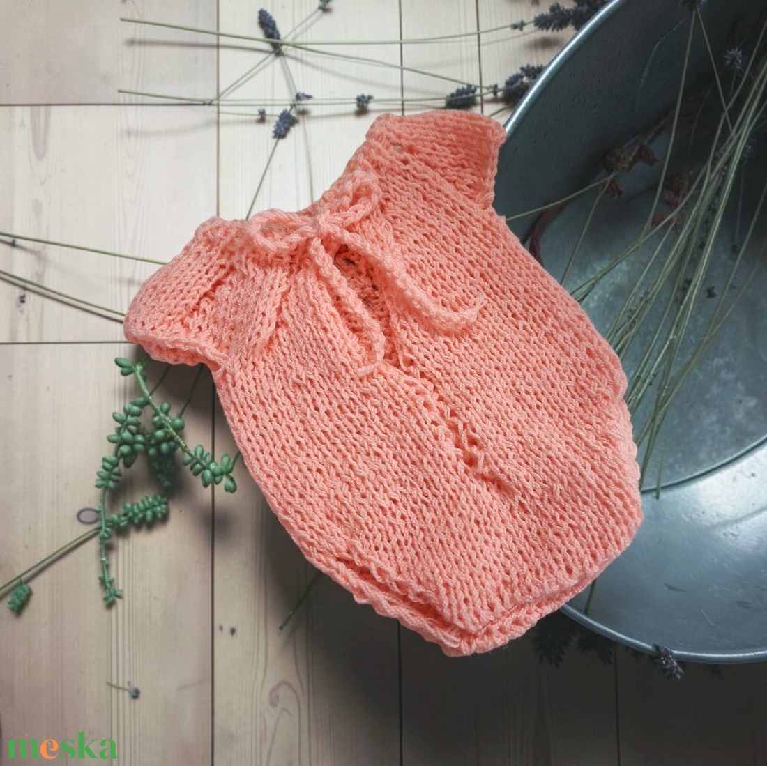 Kézzel kötött szett Újszülött fotózásra - baba - mama - babafotózás - szett újszülött fotózásra - Meska.hu