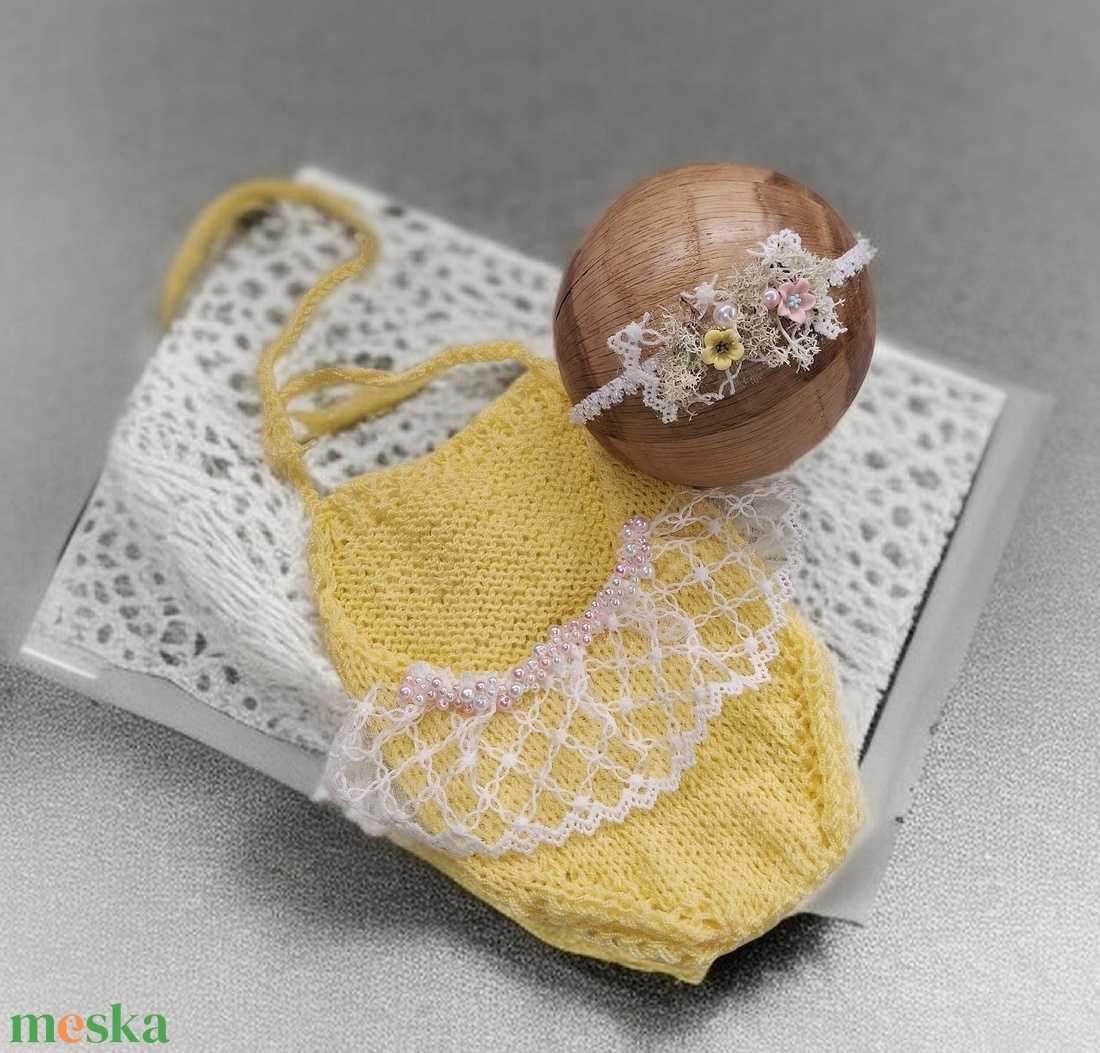 Kézzel kötött szett Újszülött fotózásra - baba - mama - babafotózás - szett újszülött fotózásra - Meska.hu