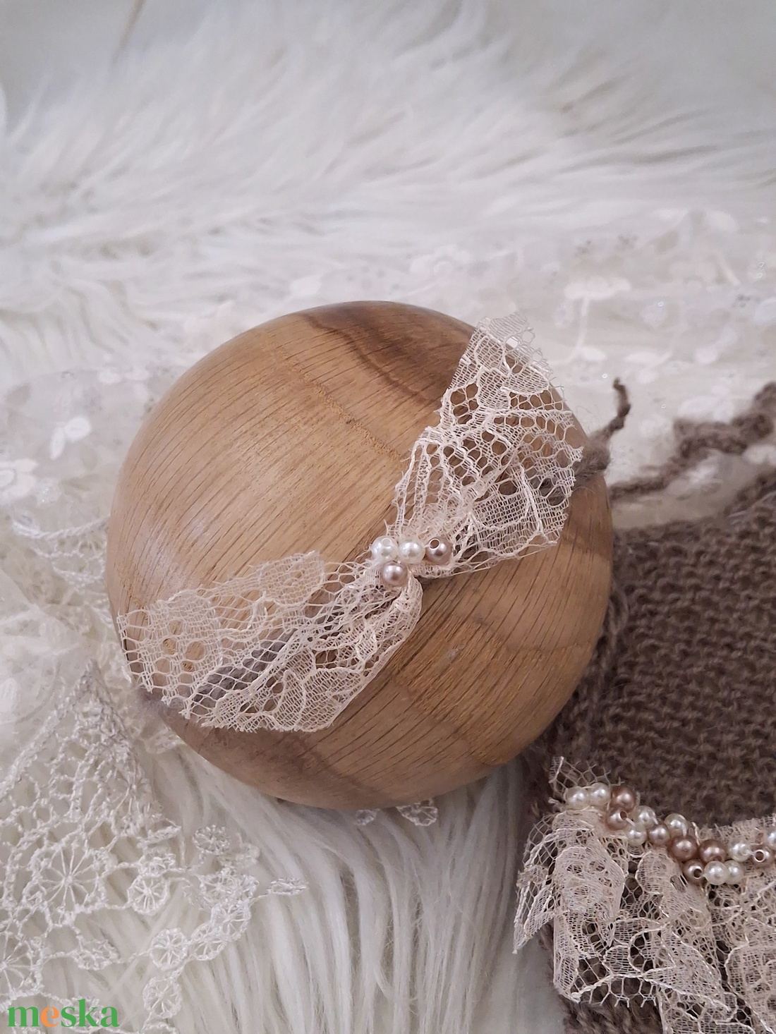 Kézzel kötött szett Újszülött fotózásra - baba - mama - babafotózás - szett újszülött fotózásra - Meska.hu