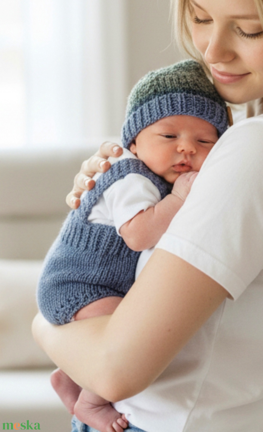   Kötött baba sapka és nadrág szett újszülött fotózásra  - baba - mama - babafotózás - szett újszülött fotózásra - Meska.hu