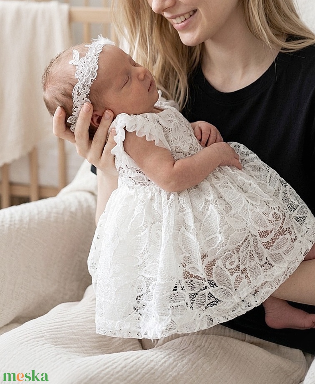 Csipke body szoknya  és fejpánt szett Újszülött fotózáshoz - baba - mama - babafotózás - szett újszülött fotózásra - Meska.hu