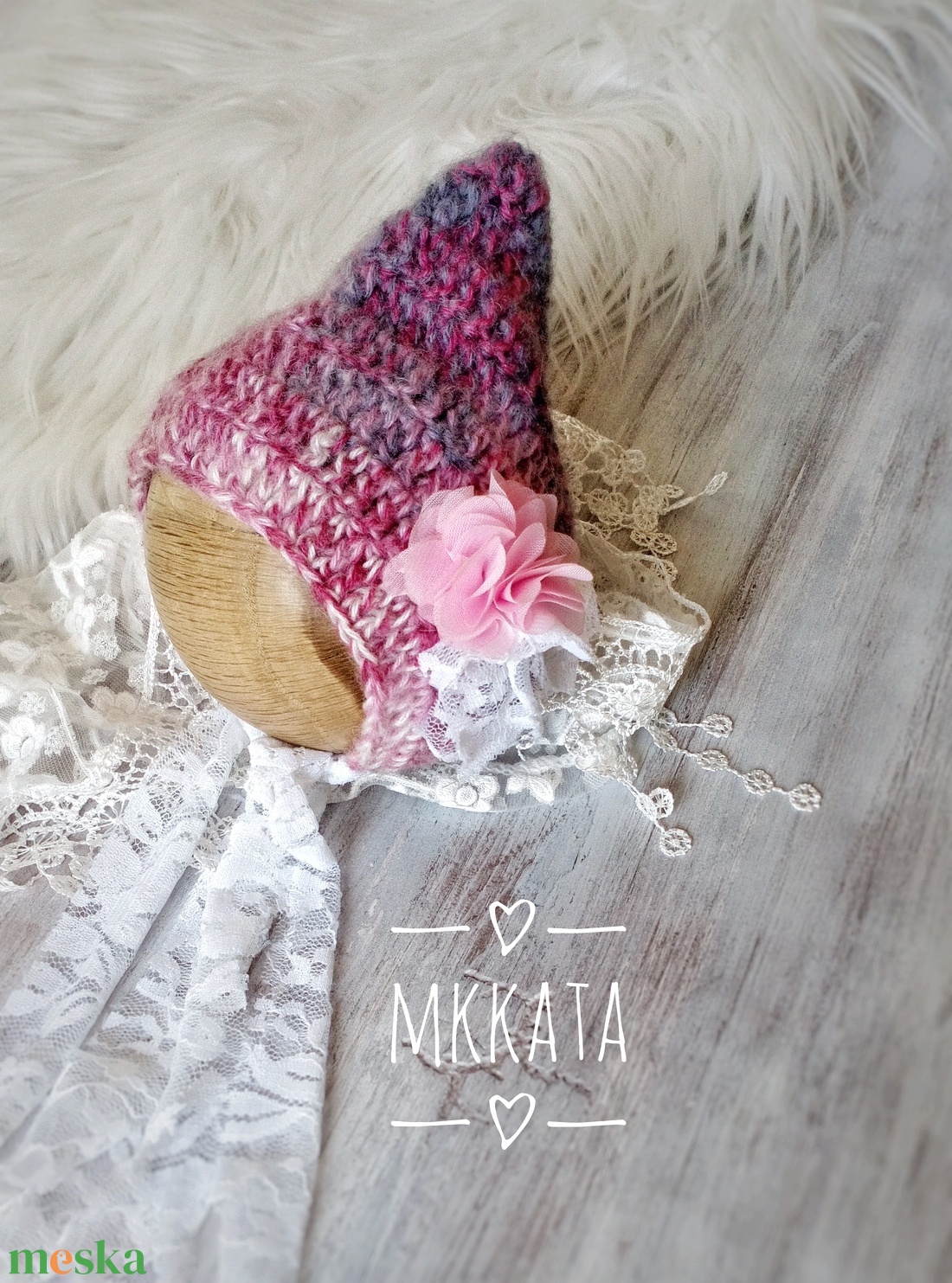 Horgolt babasapka újszülött fotózásra  - baba - mama - babafotózás - újszülött sapka fotózásra - Meska.hu