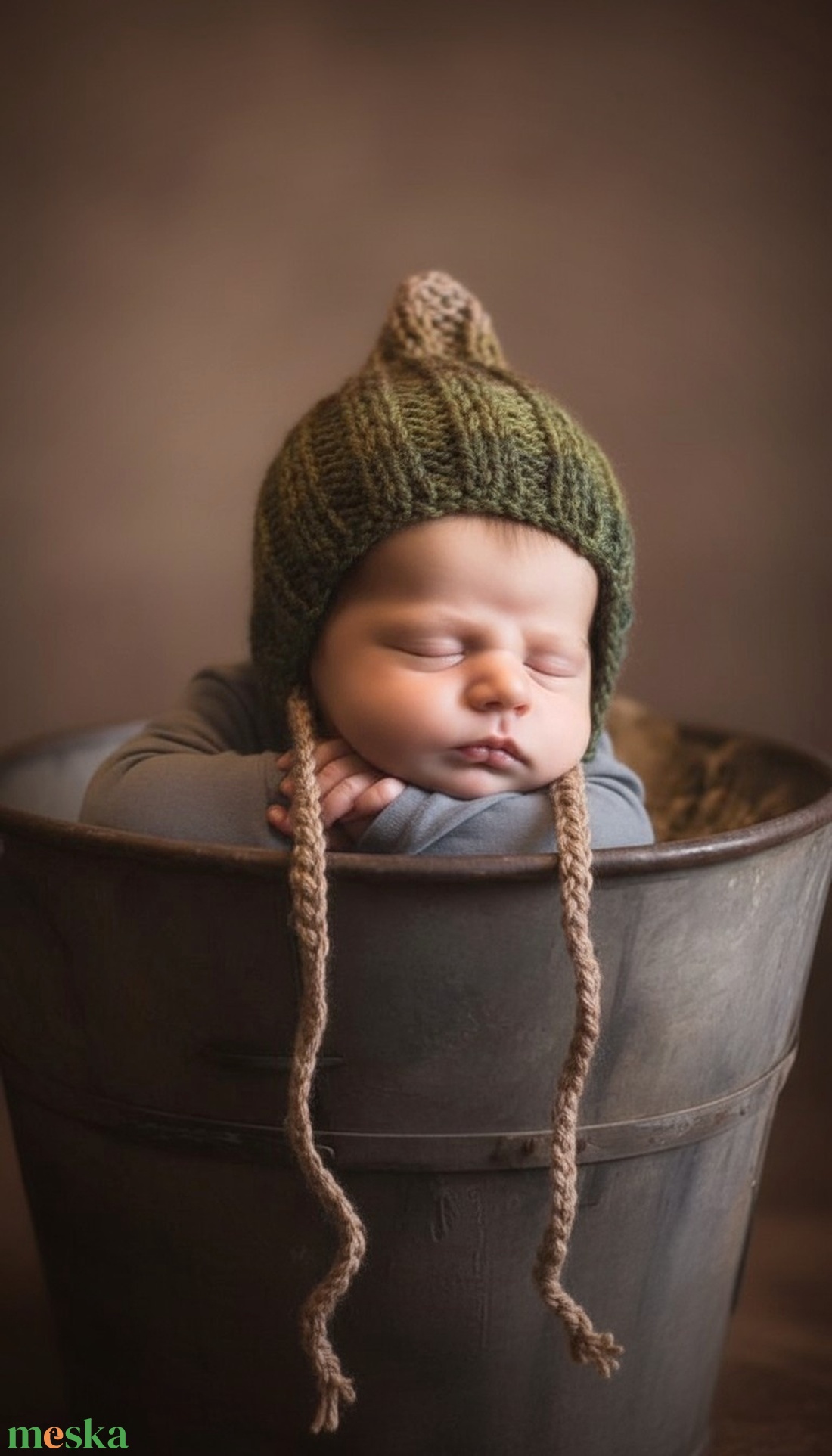 Kötött babasapka újszülött fotózásra  - baba - mama - babafotózás - újszülött sapka fotózásra - Meska.hu