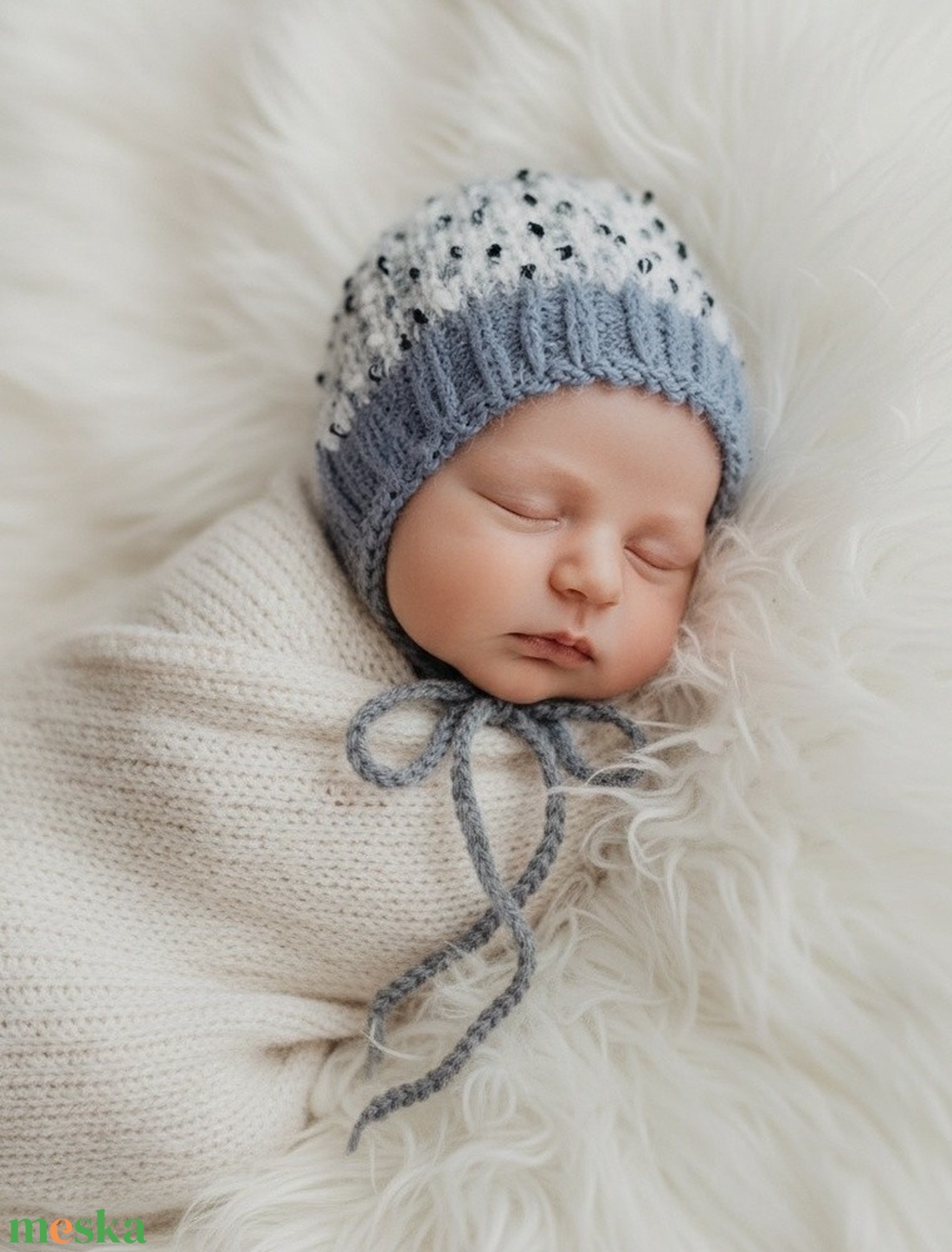 Kötött babasapka újszülött fotózásra  - baba - mama - babafotózás - újszülött sapka fotózásra - Meska.hu