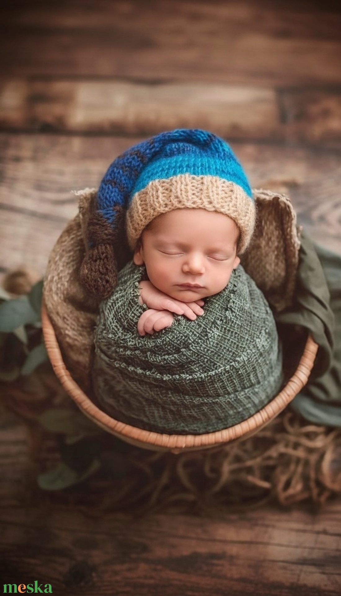 Kötött babasapka újszülött fotózásra  - baba - mama - babafotózás - újszülött sapka fotózásra - Meska.hu
