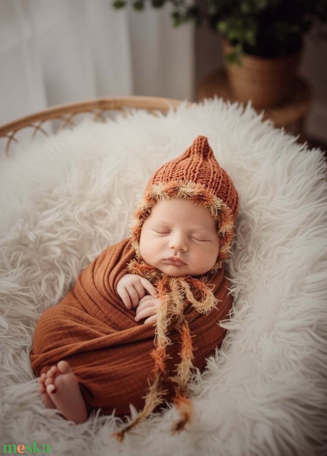 Kötött babasapka újszülött fotózásra  - baba - mama - babafotózás - újszülött sapka fotózásra - Meska.hu