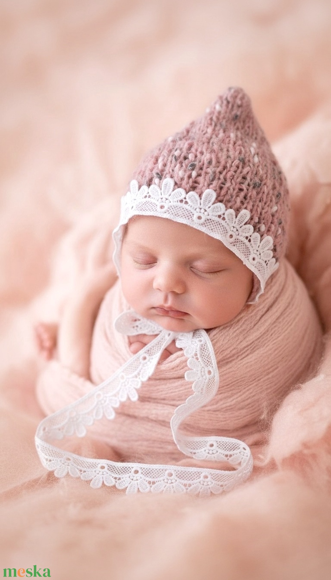 Kézzel kötött babasapka  Újszülött fotózáshoz - baba - mama - babaruházat - babasapka - Meska.hu