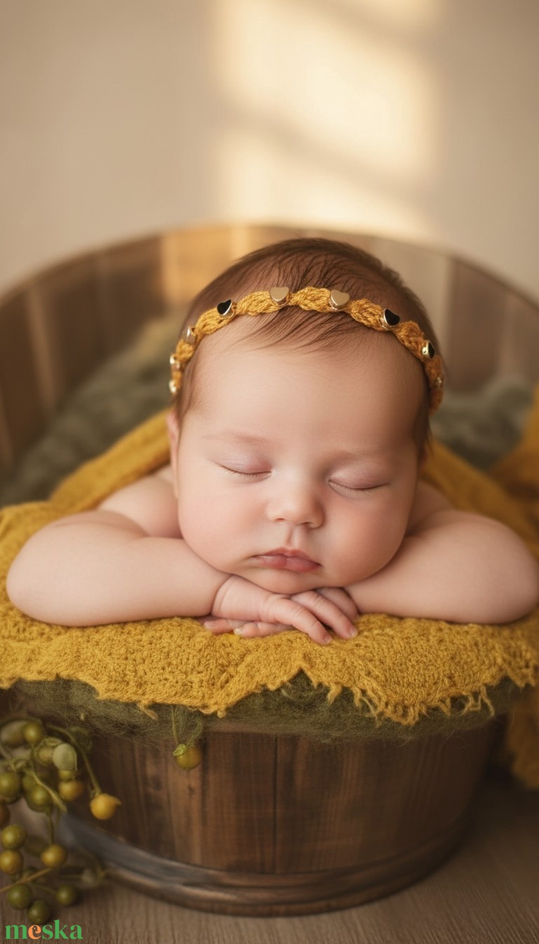 Horgolt Újszülött / baba fejpánt   - baba - mama - babaruházat - baba fejpánt - Meska.hu