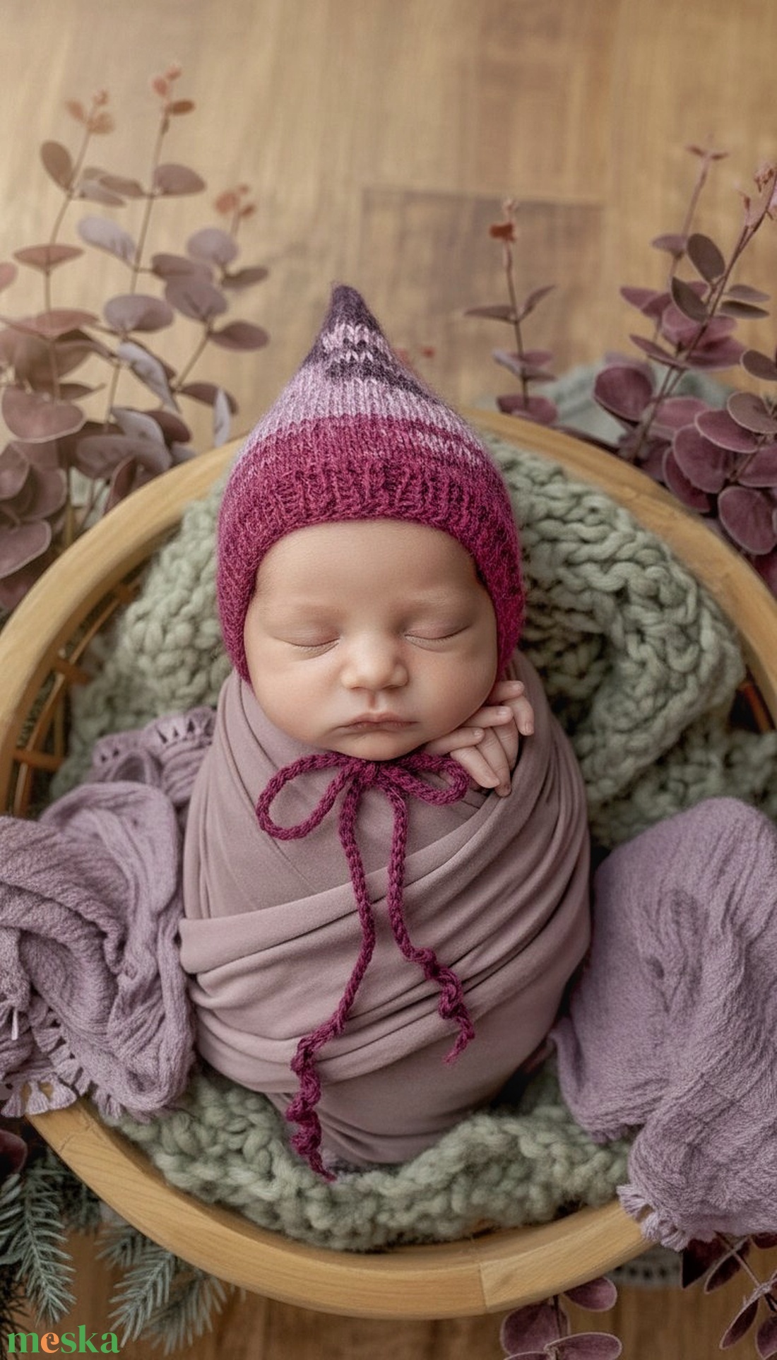 Kötött baba sapka újszülött fotózásra  - baba - mama - babaruházat - babasapka - Meska.hu