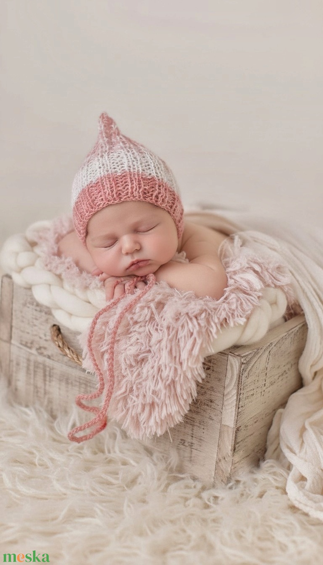 Kötött baba sapka újszülött fotózásra  - baba - mama - babaruházat - babasapka - Meska.hu