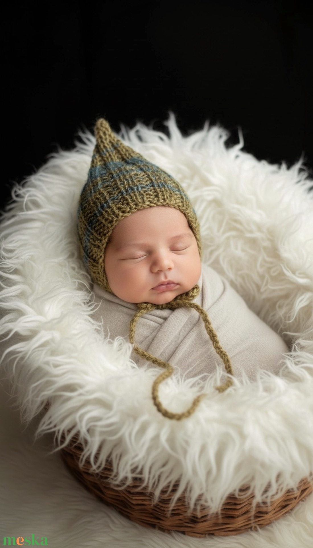 Kötött baba sapka újszülött fotózásra  - baba - mama - babaruházat - babasapka - Meska.hu