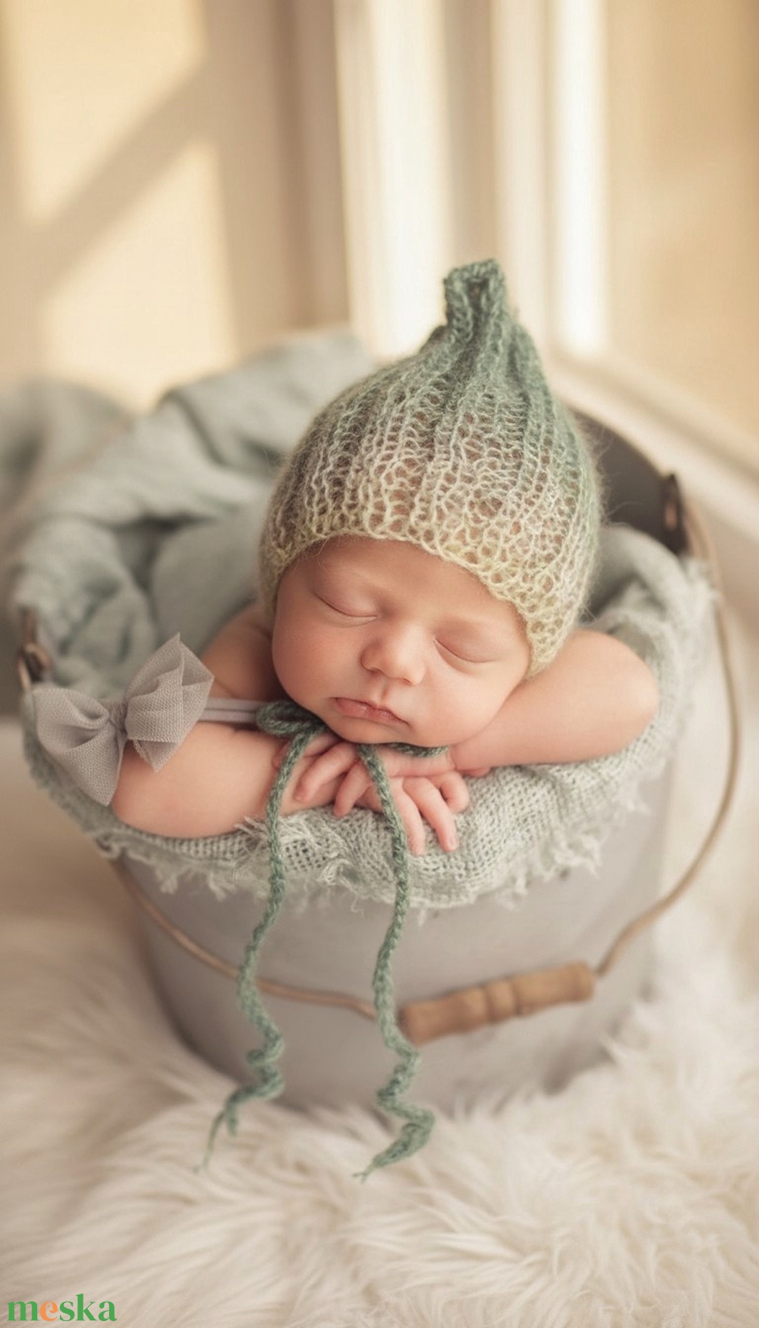 Kötött baba sapka újszülött fotózásra  - baba - mama - babaruházat - babasapka - Meska.hu