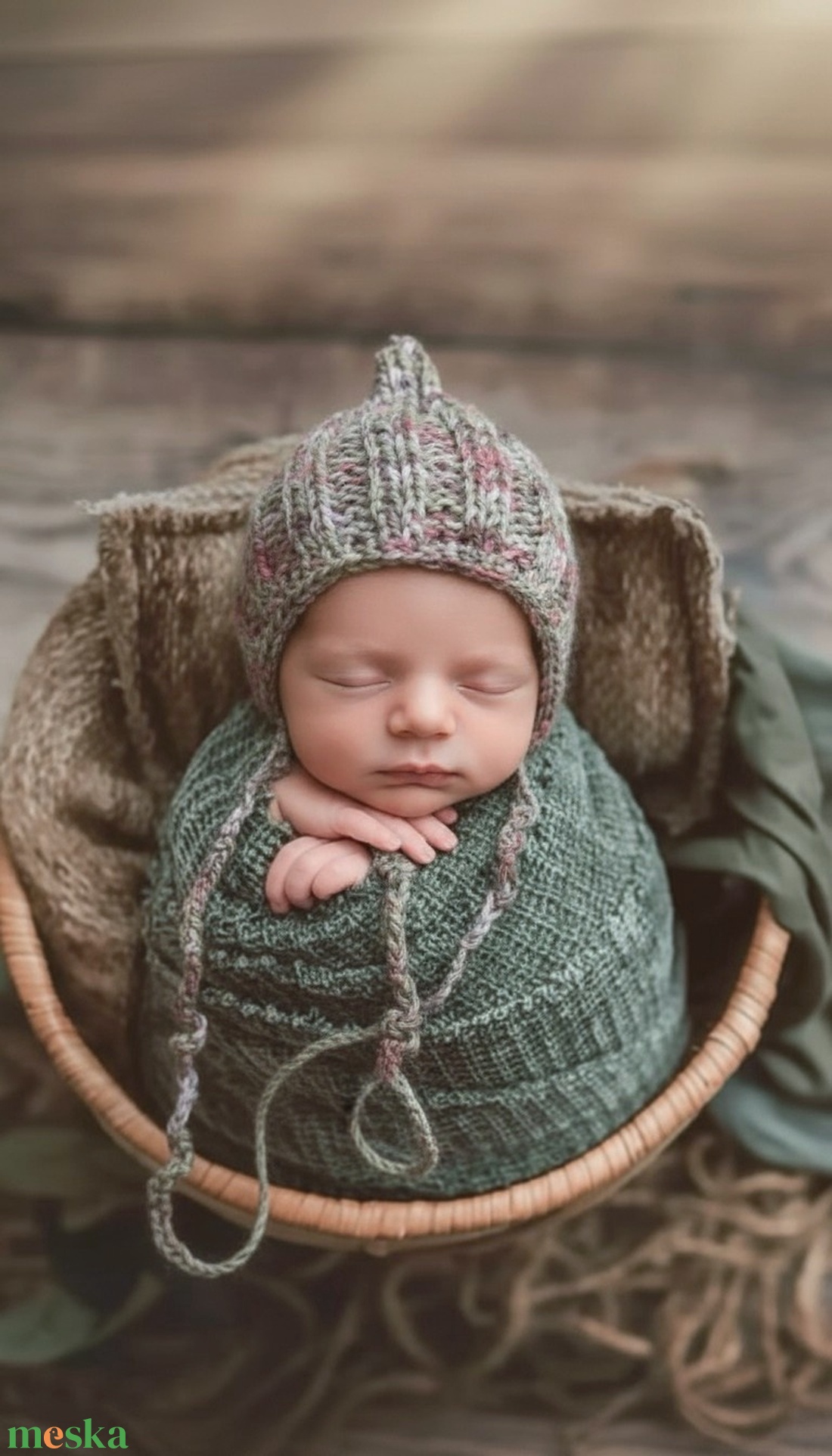 Kötött baba sapka újszülött fotózásra  - baba - mama - babaruházat - babasapka - Meska.hu