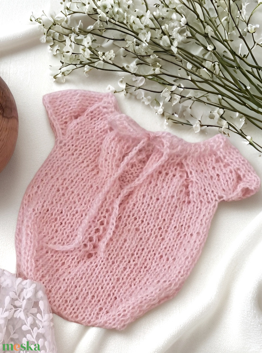 Kötött body szoknya  és fejpánt szett Újszülött fotózáshoz - baba - mama - babafotózás - szett újszülött fotózásra - Meska.hu