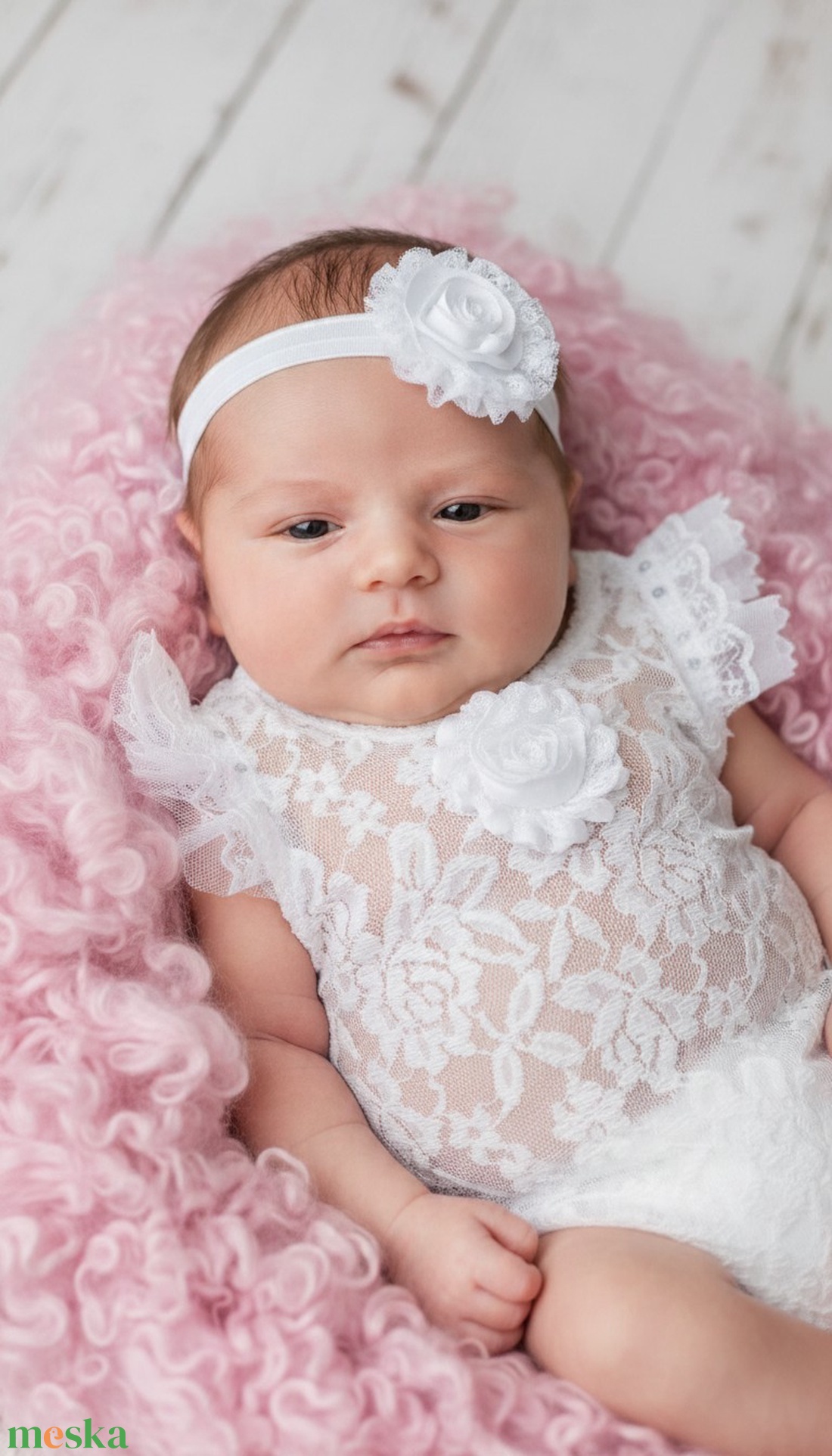 Csipke body és fejpánt szett Újszülött fotózáshoz - baba - mama - babafotózás - szett újszülött fotózásra - Meska.hu