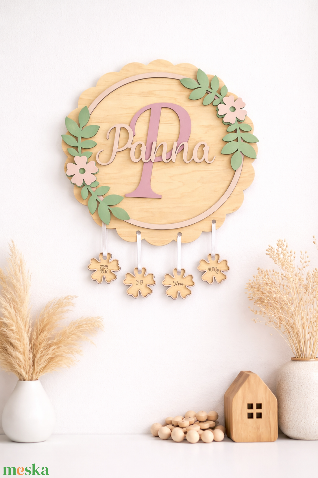 Személyre szabott fa falidekor születési adatokkal - baba - mama - babaszoba dekoráció - gyerek névtábla - Meska.hu