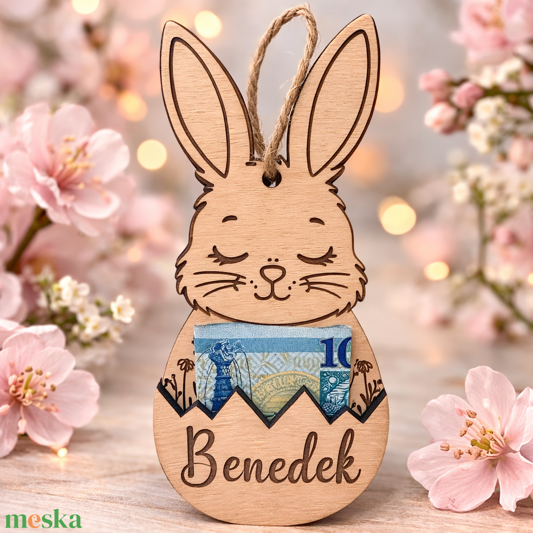 Névre szóló húsvéti nyuszi kosárjelölő és pénzátadó - ünnepi díszek, dekorációk - húsvéti díszek és dekorációk - húsvéti ajándékátadó - Meska.hu