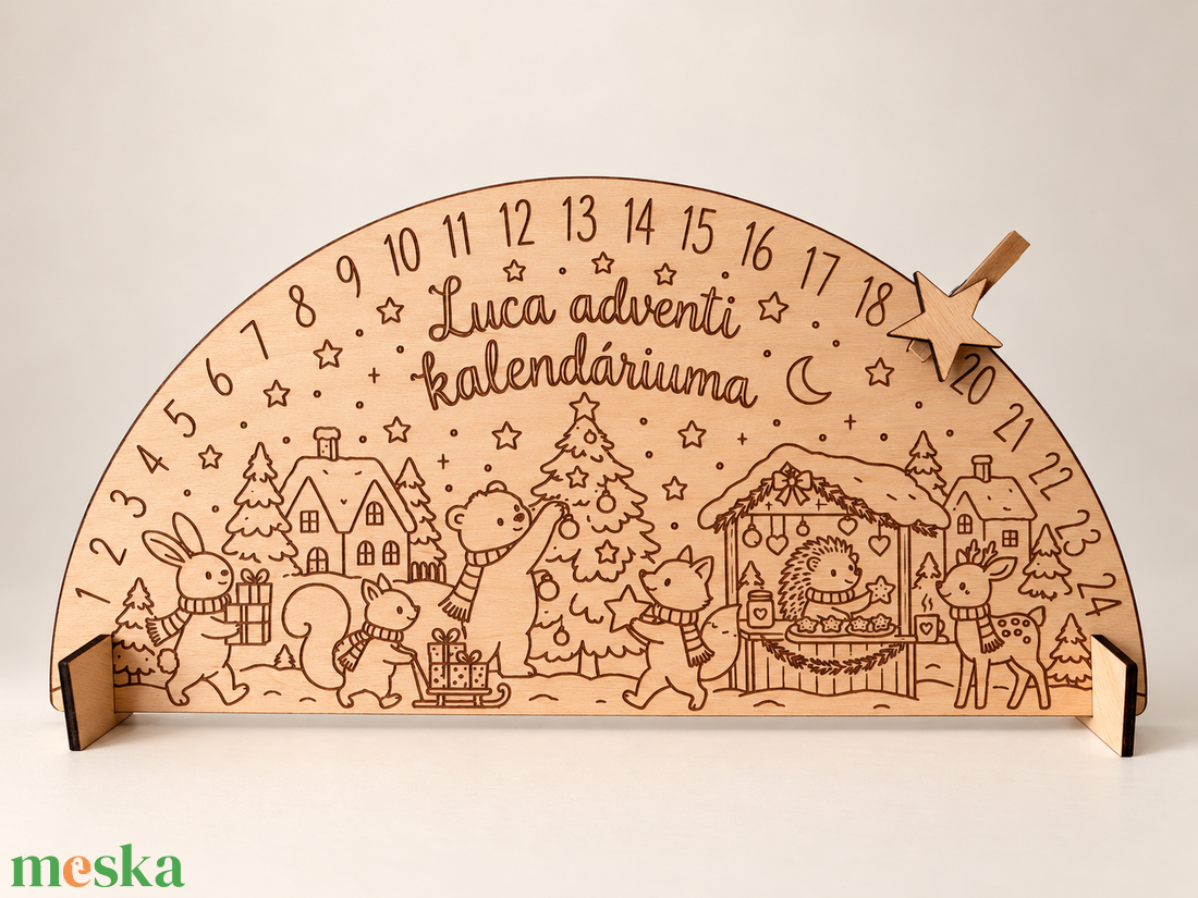 Névre szóló fa adventi kalendárium - karácsony - adventi díszek - adventi naptár - Meska.hu