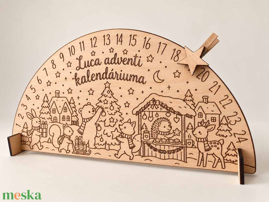 Névre szóló fa adventi kalendárium - karácsony - adventi díszek - adventi naptár - Meska.hu