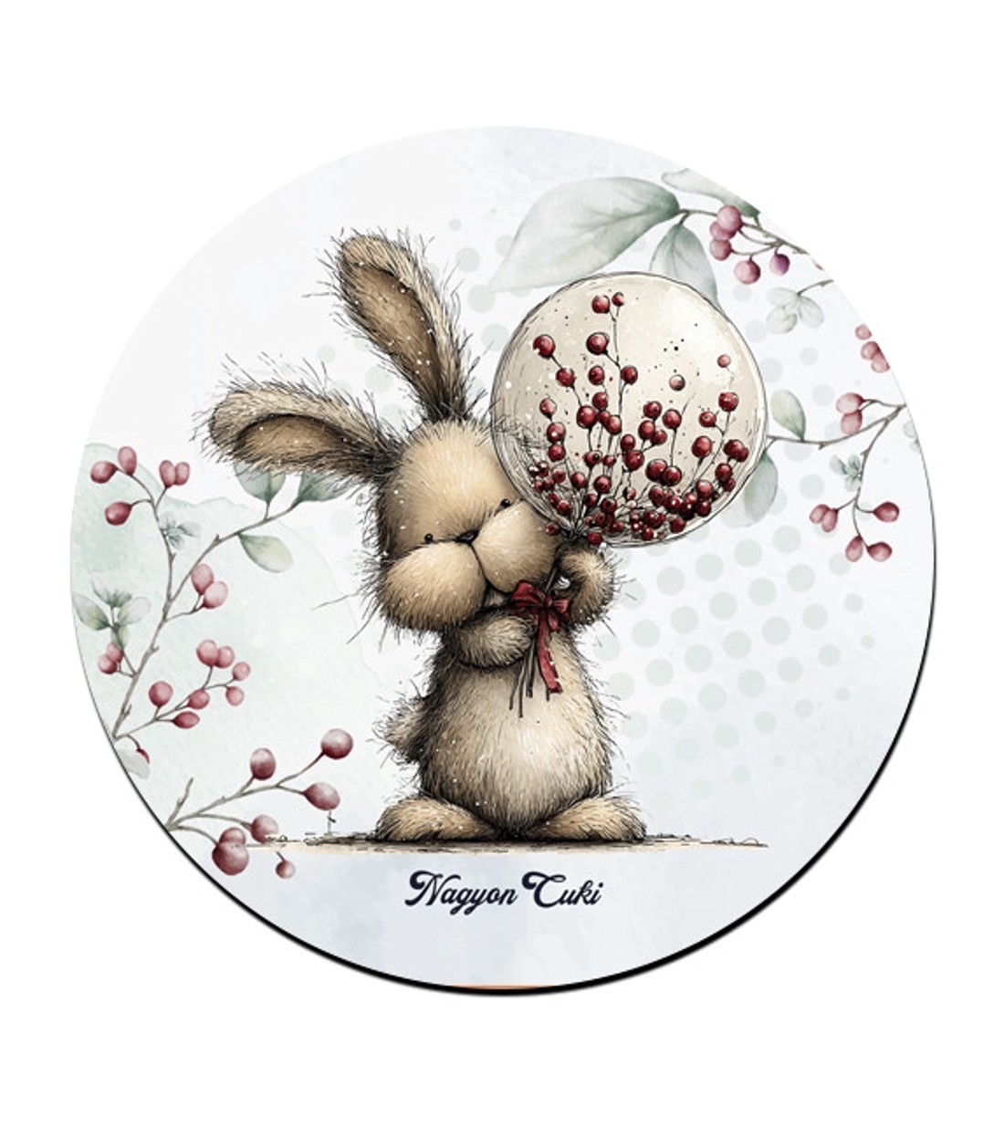 Cuki téli nyuszi gömbbel mintás pohár alátét -  - Meska.hu