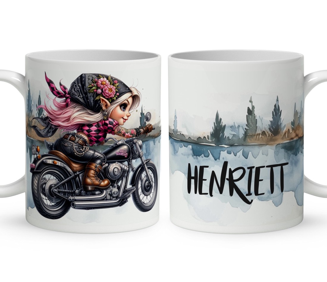 Névvel kérhető - Jó gurit - Motoros manó lány mintás bögre - otthon & életmód - konyhafelszerelés, tálalás - tálalás - bögre & csésze - Meska.hu