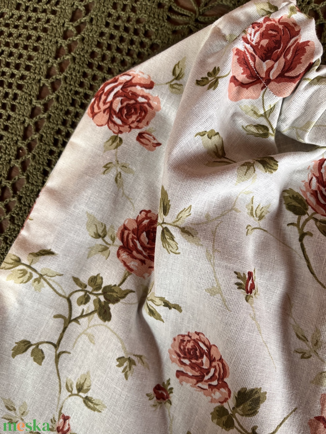 Karikás szatyor-�Rose - táska & tok - bevásárlás & shopper táska - shopper, textiltáska, szatyor - Meska.hu