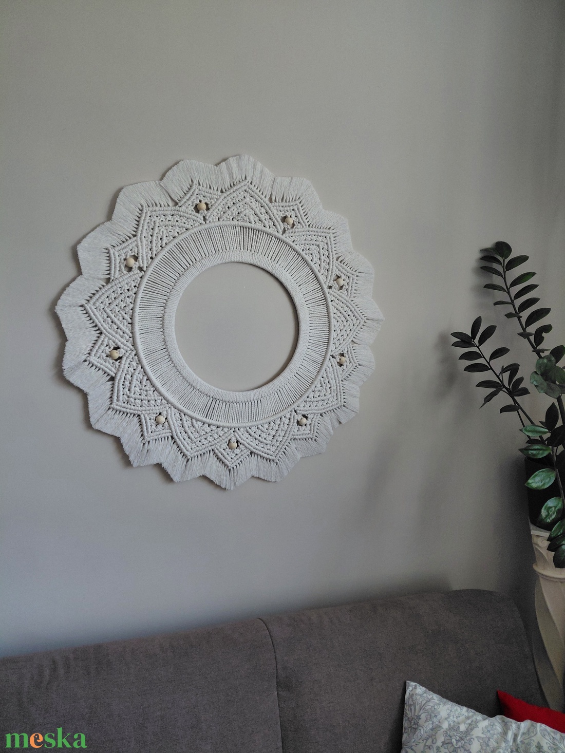 Makramé mandala fehér színű - otthon & életmód - dekoráció - fali és függő dekoráció - falra akasztható dekor - Meska.hu