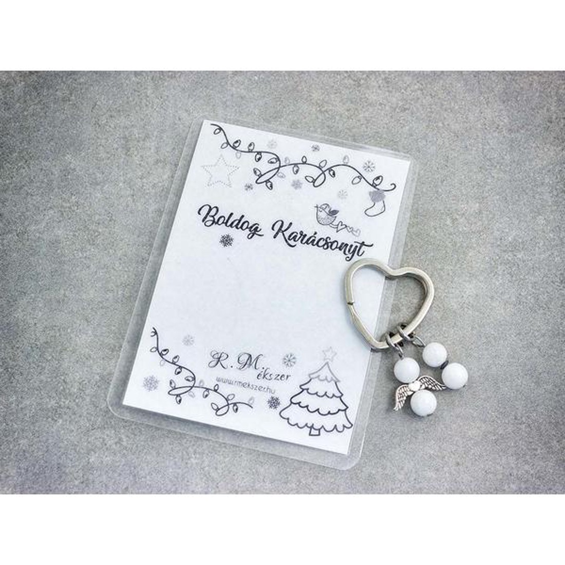 Boldog Karácsonyt kulcstartó tejkvarccal - táska & tok - kulcstartó & táskadísz - kulcstartó - Meska.hu