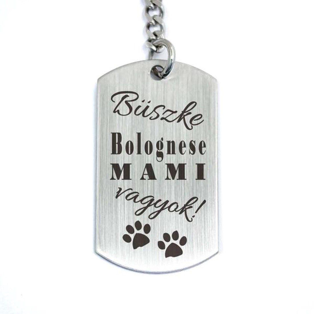 Büszke bolognese mami vagyok acél medálos kulcstartó - táska & tok - kulcstartó & táskadísz - kulcstartó - Meska.hu